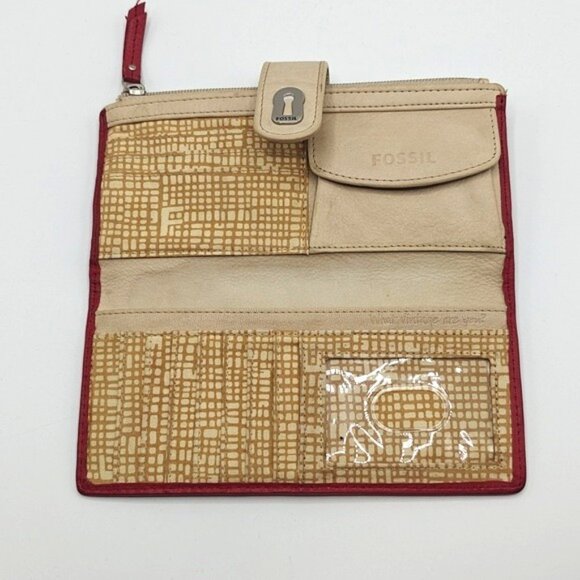 Fossil Wallet Bi-Fold Snap Closure Leather Boho Multicolored ❤️Hearts❤️ - Picture 3 of 6